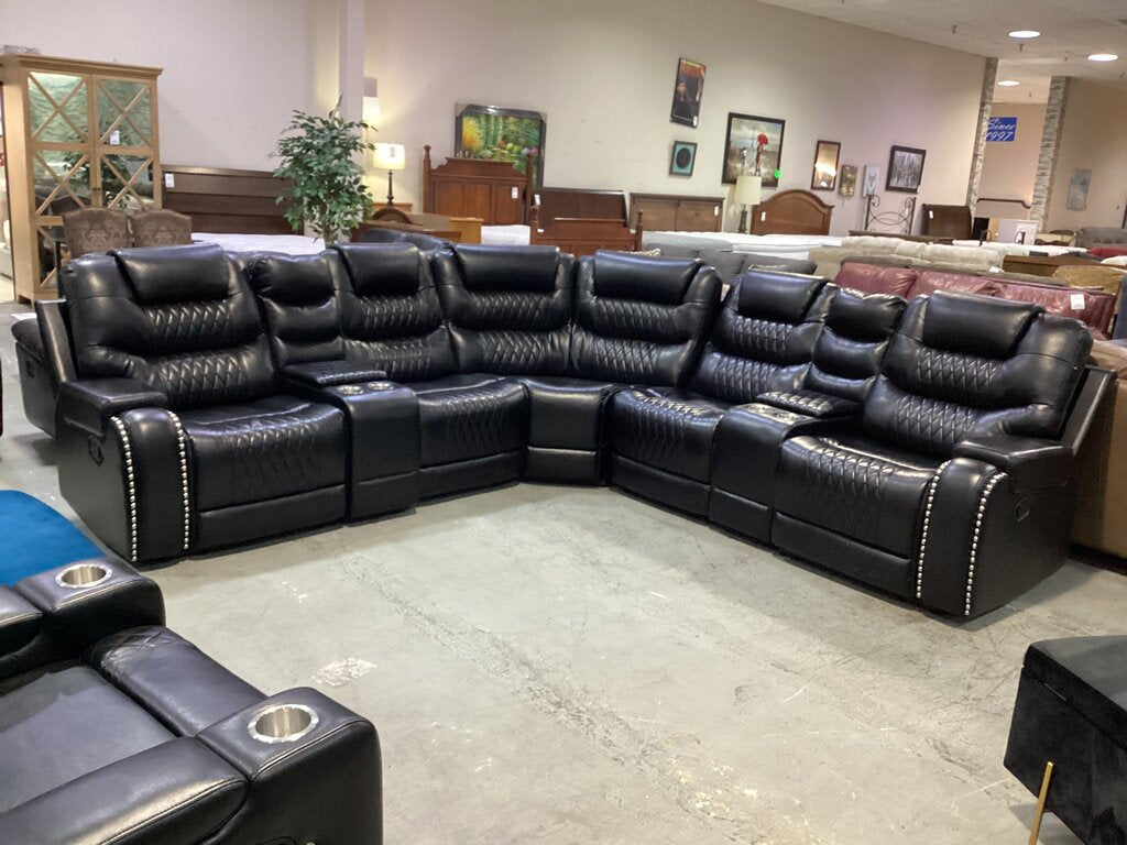 80972 Black 7pc Reclining Sectional 119x119x43