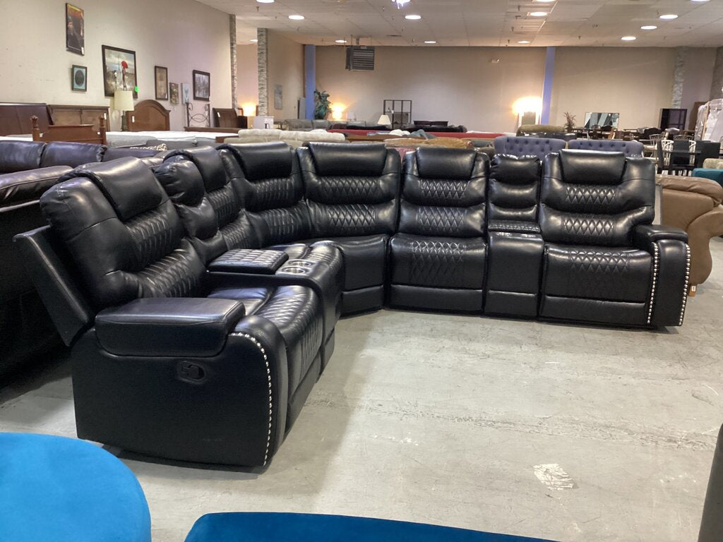80972 Black 7pc Reclining Sectional 119x119x43