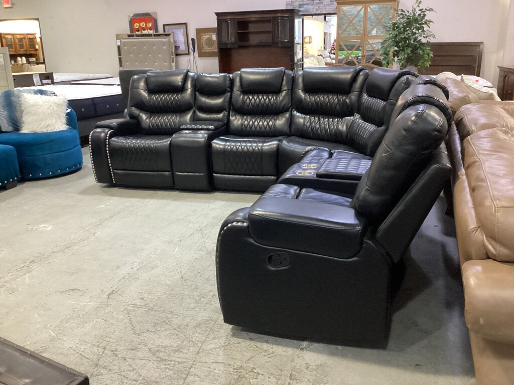 80972 Black 7pc Reclining Sectional 119x119x43