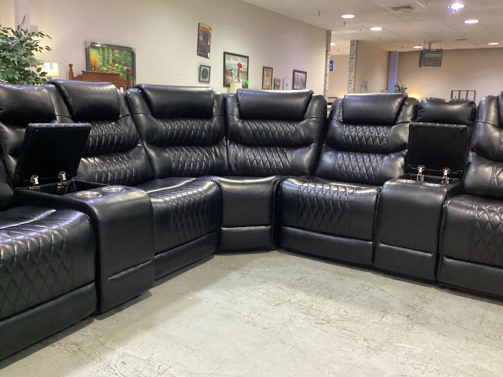 80972 Black 7pc Reclining Sectional 119x119x43