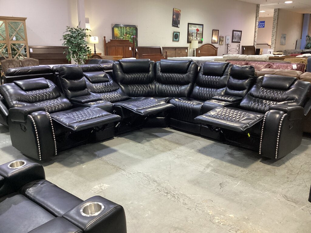 80972 Black 7pc Reclining Sectional 119x119x43