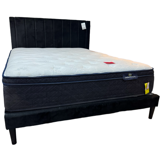 80997 (8531-2) Black Velvet Queen Platform Bed Frame 61x84x45