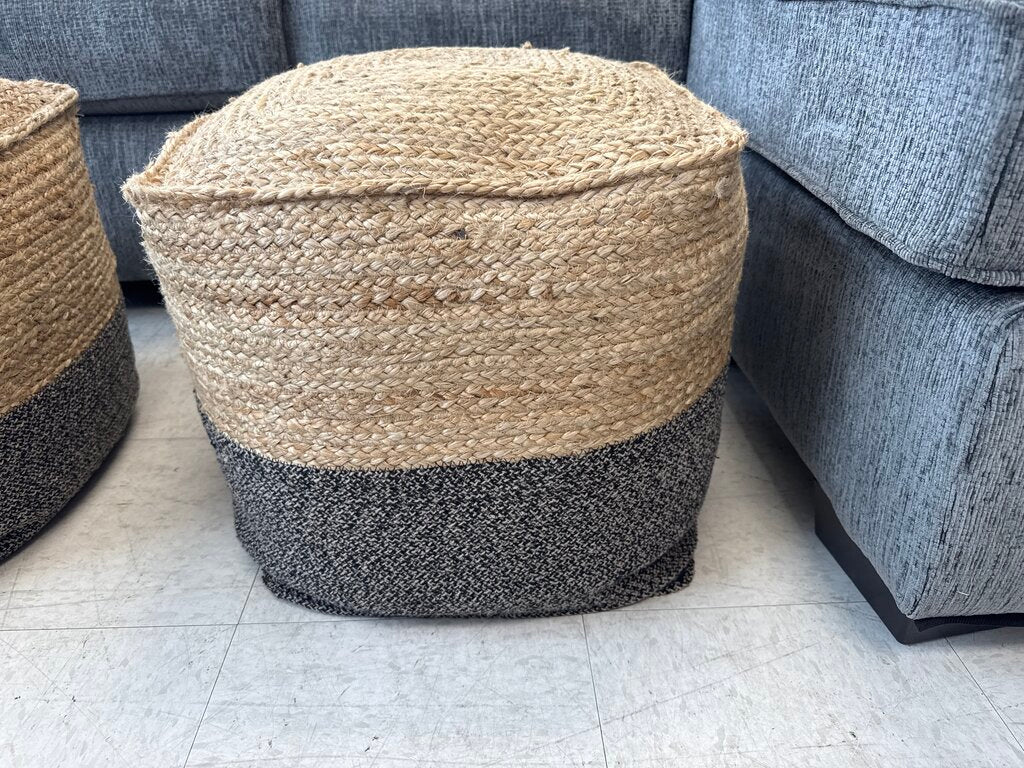 80991 (8530-11) Ashley Sweed Valley Jude Braided Pouf 18x18x17