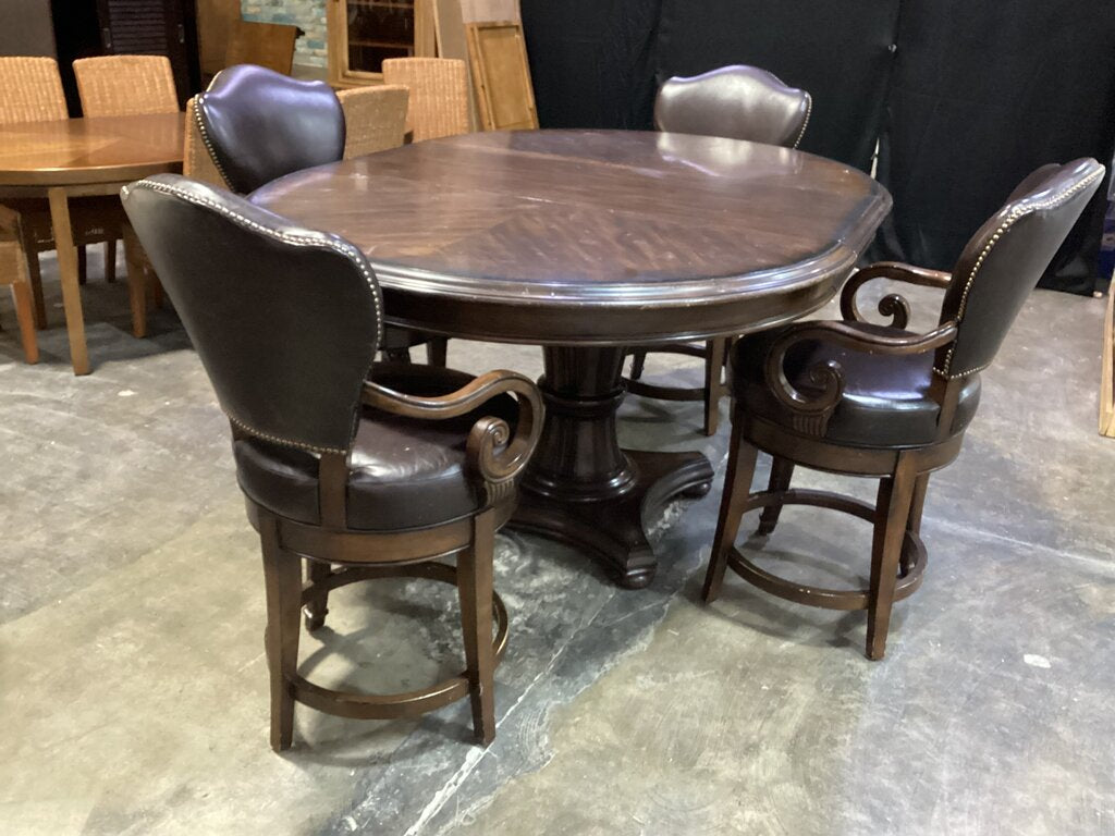 80914 (8524-17) Bernhardt 5pc Counter Height Table w/Leaf 54x54-74x37