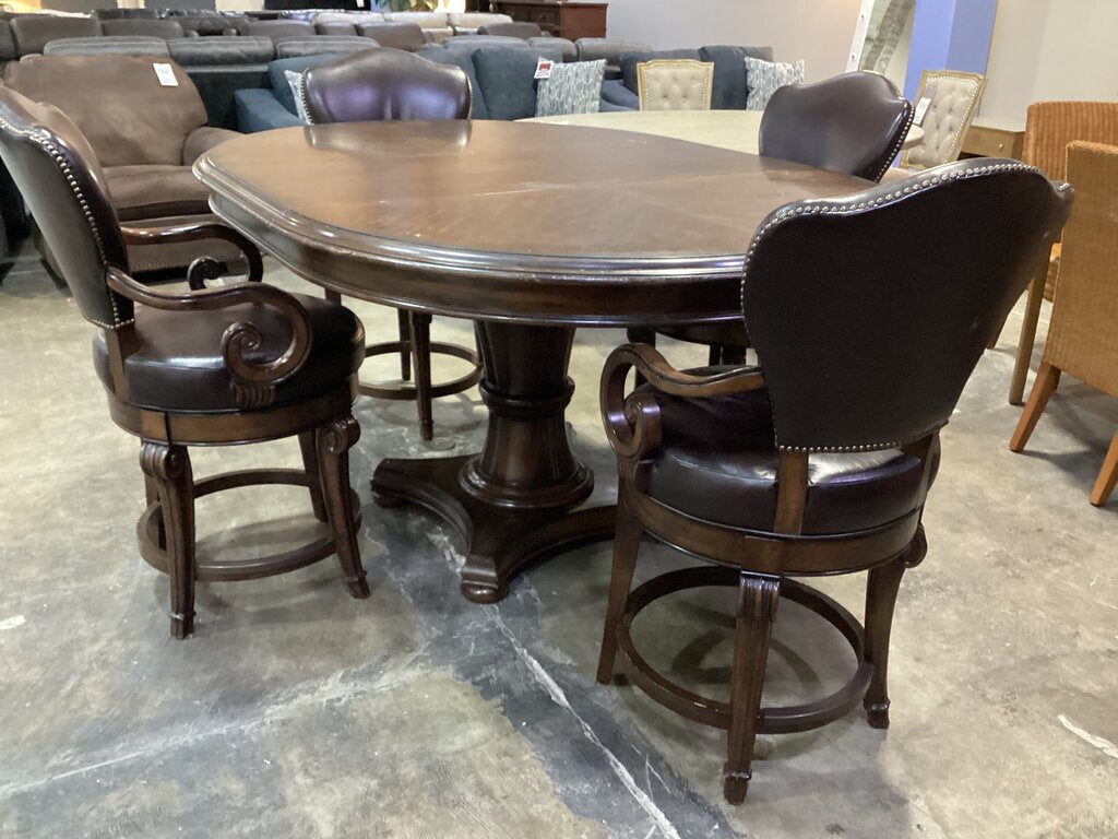 80914 (8524-17) Bernhardt 5pc Counter Height Table w/Leaf 54x54-74x37