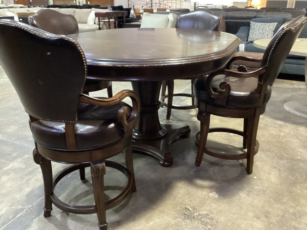 80914 (8524-17) Bernhardt 5pc Counter Height Table w/Leaf 54x54-74x37