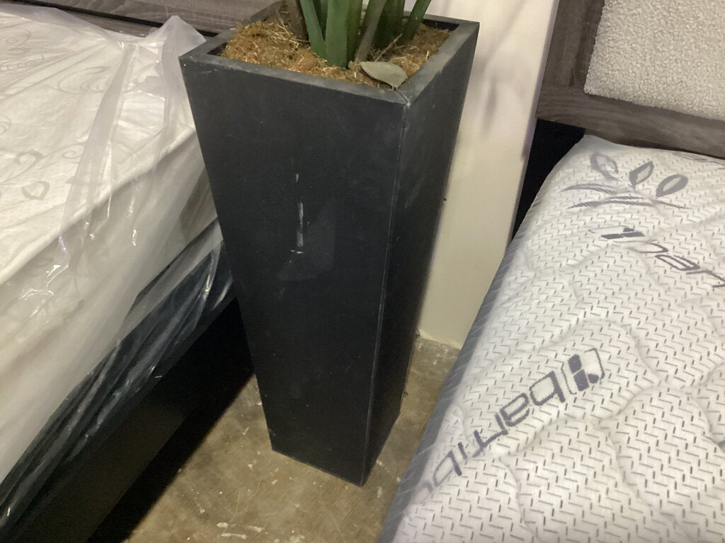 80943 (8524-27) Black 34in Planter w/Artificial Plant 12x12x60