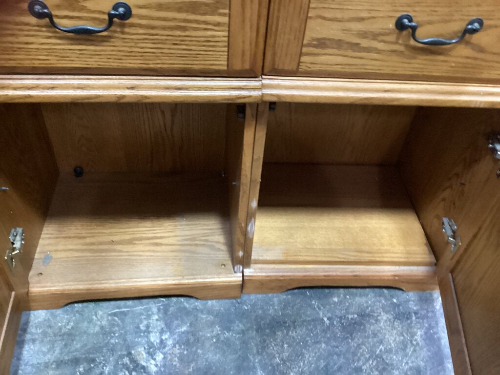 85143 - Oak 2pc Display Storage Cabinets 45x38x72