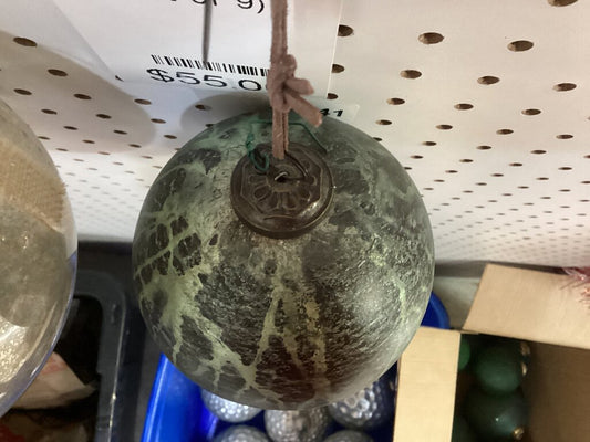 85241 - 5" Green Marbled Glass Ornament (set of 9)