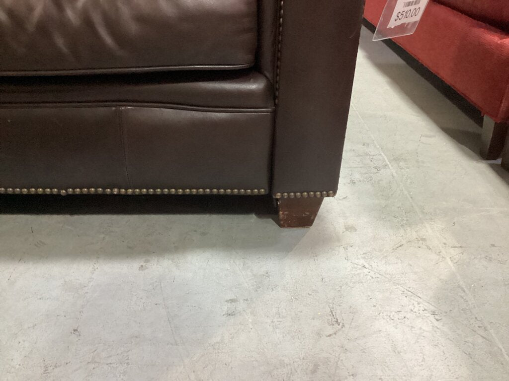 85206 - Broyhill Brown Leather Sofa 84x38x35