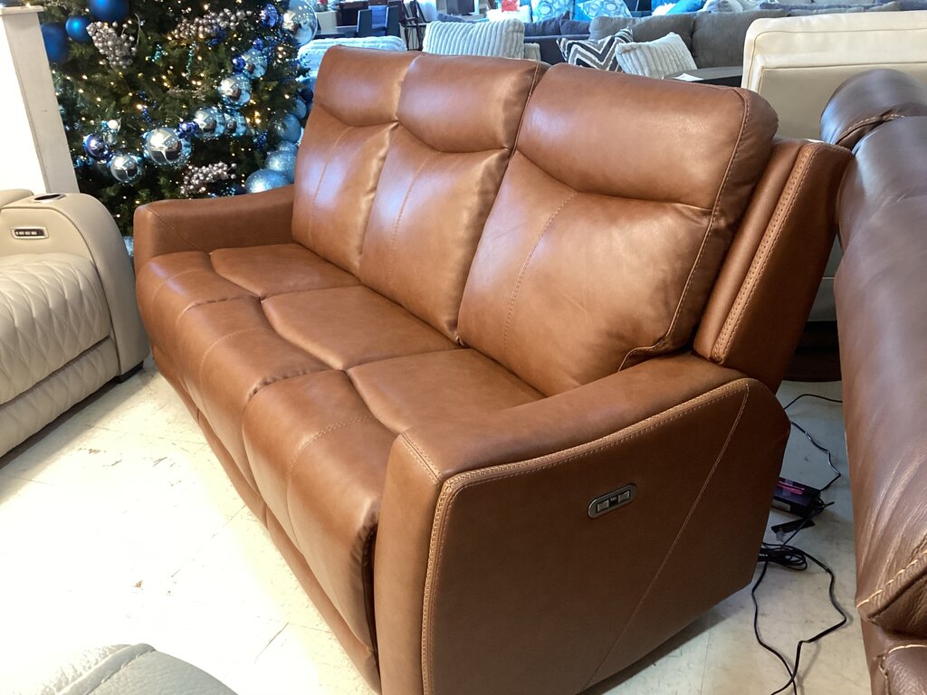85252 - Natalia Brown Leather Power Sofa 83x31x38