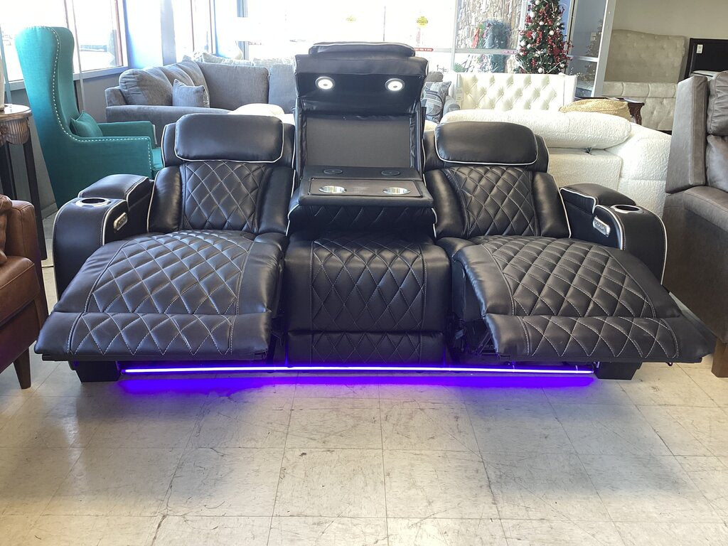 Titan Black NEW Power Motion Sofa w/Power Headrest, LED - 84x36x41 (668290)