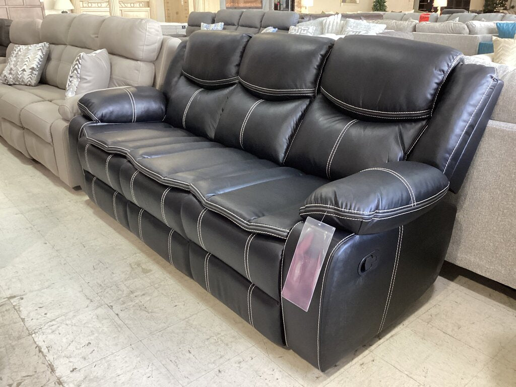 Emerson Black NEW Reclining Sofa w/Drop Down Tray 89x39x40 (665040)