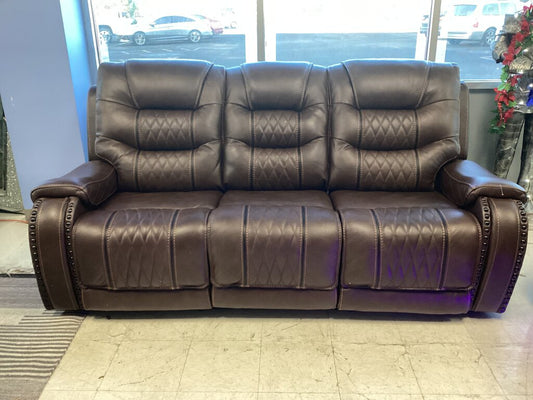 85308 Heritage Leather Yosemite Leather Power Motion Sofa W / Adj Headrest 87x42x42