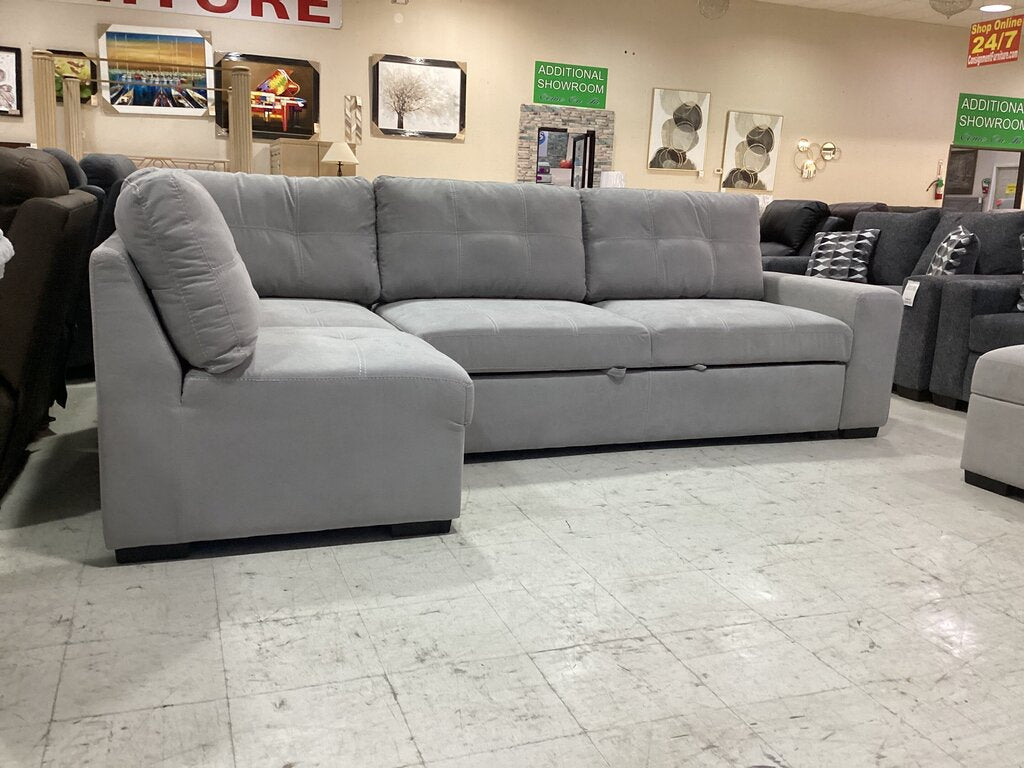 Harper NEW Light Gray Sleeper Sectional w/Storage Ottoman 120x63x38