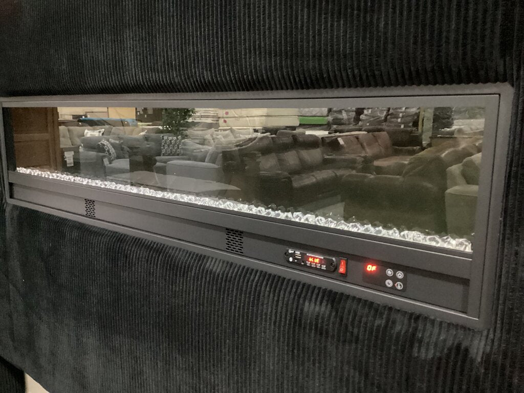 Harmony Black NEW King Fireplace Bed Frame 84x90x67 (115240)