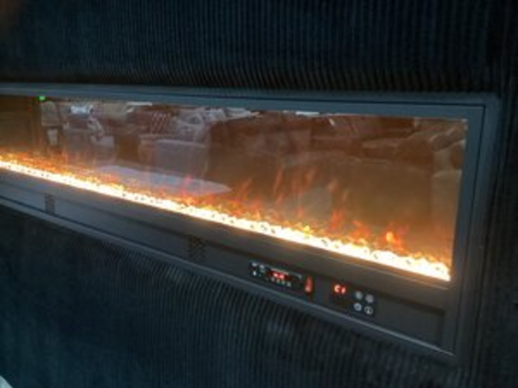 Harmony Black NEW Queen Fireplace Bed Frame 70x91x68 (115230)