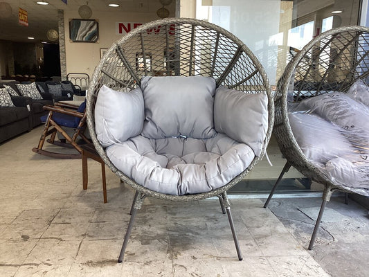 85449 World Source NEW Wicker Egg Chair w/Cushions 46x39x59