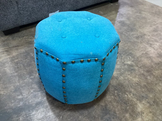 85452 Blue Nail Head Ottoman 17x17x17