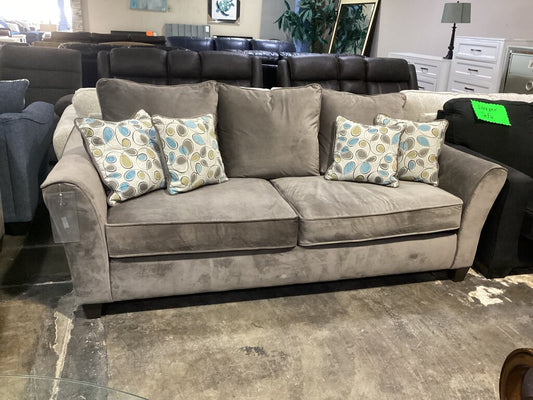 85453 Greige Velvet Sofa 90x37x38