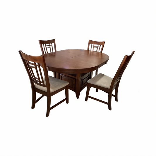 85499 Broyhill 5pc Round Dining Set w/Leaf 48x48-64x31