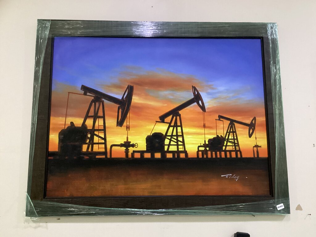 85482 (8535-13) Pump Jacks Framed Painting 56x44