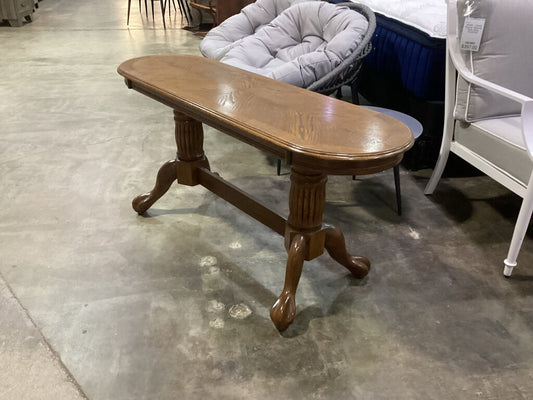 85536 - Oval Oak Double Pedestal Console Table 54x17x26