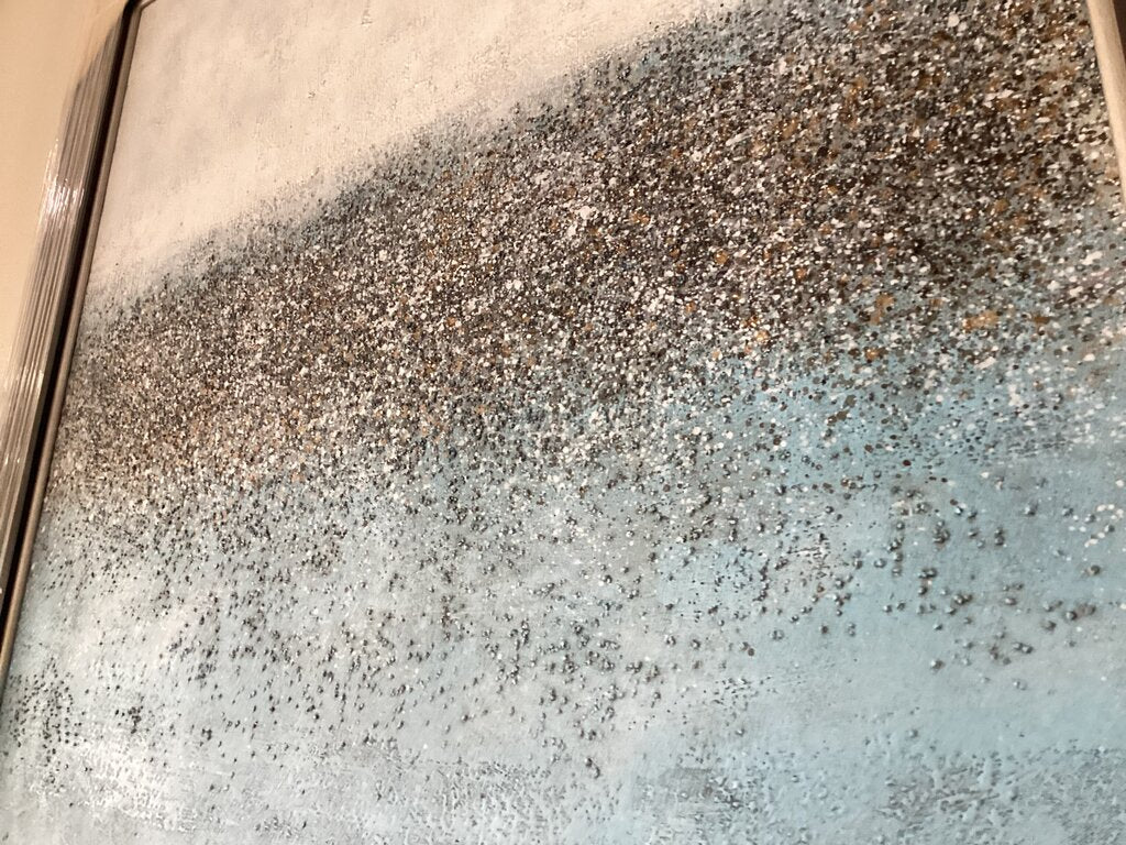 85488 (8536-4) Modern Blue and White Framed Painting 44x56