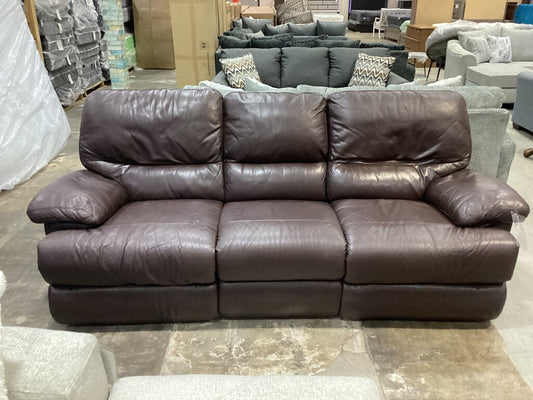 85582 - Brown Leather Reclining Sofa 94x40x37