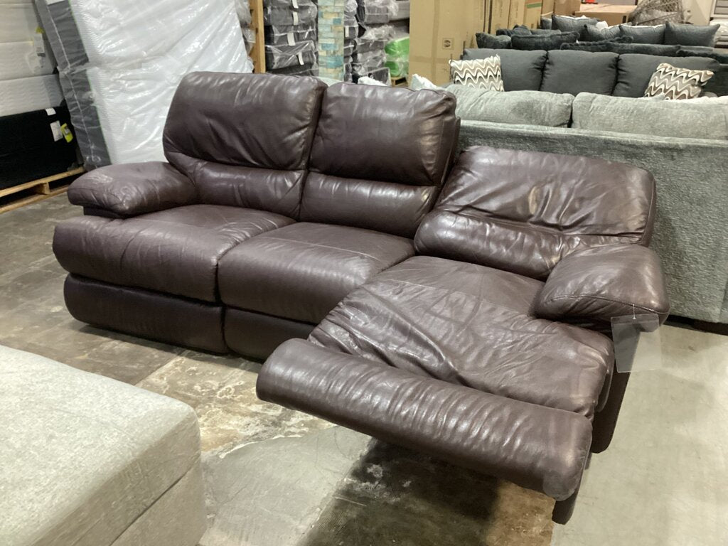 85582 Brown Leather Reclining Sofa 94x40x37