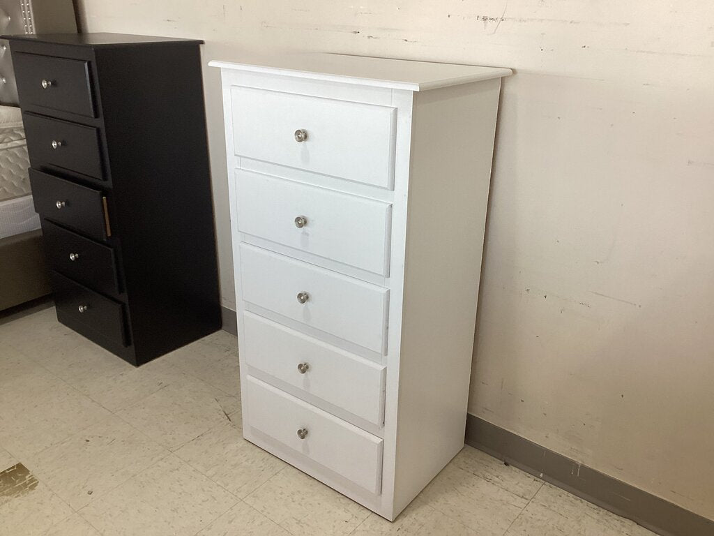 244416 - White Light NEW 5 Drawer Chest 24x16x44