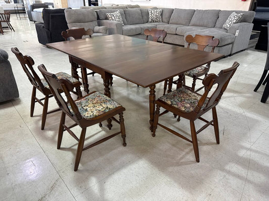 85654 - Willett 7pc Drop Leaf Mid Century Dining Set 46x28-71x29