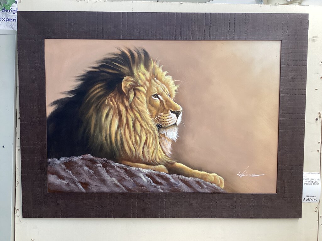 85667 (8442-38) Framed Lion Painting 44x32
