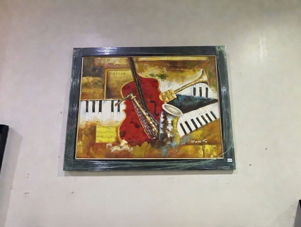 85489 (8536-5) Musical Instruments Framed Painting 56x44 - NEW