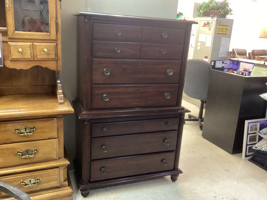 85718 - Wooden 6 Drawer 2pc Highboy Chest 41x18x63