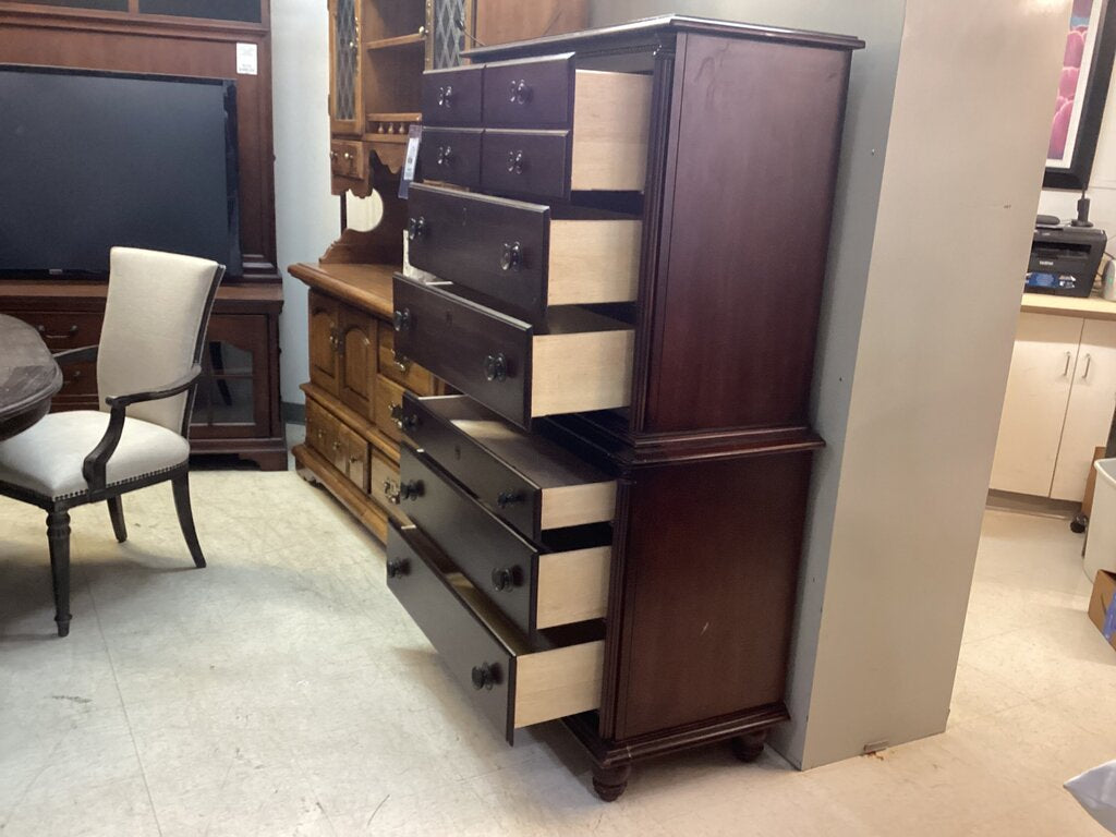 85718 - Wooden 6 Drawer 2pc Highboy Chest 41x18x63
