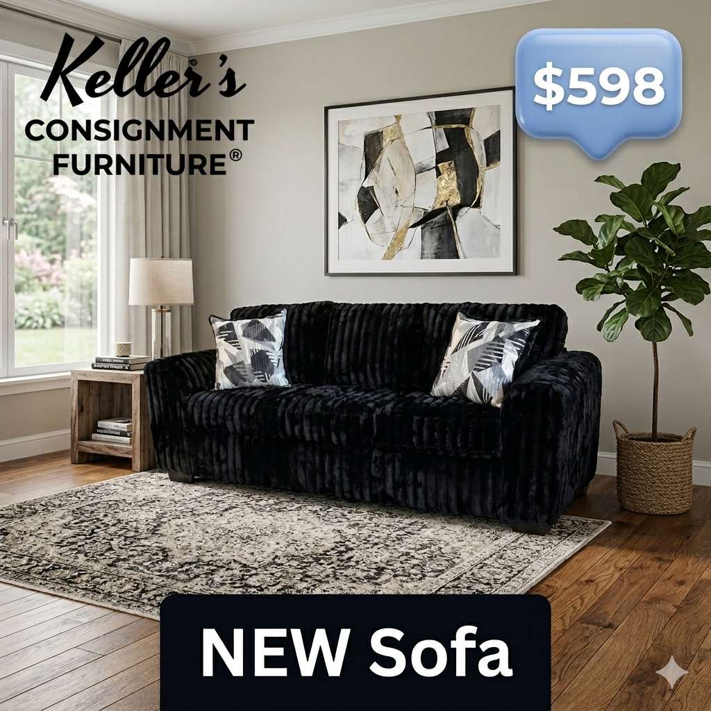 Lush Black NEW Sofa 90x38x38 (7603)
