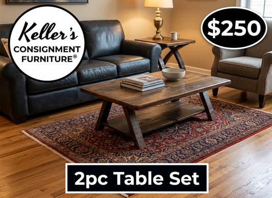 85810 - Rustic Wooden Coffee and End Table 40x26x18 / 24x21x24