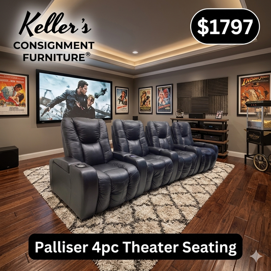 85813 - Palliser Black 4 Seat Power Theater Group 139x37x42