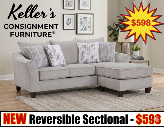 Spitfire Ash NEW Reversible Sofa Chaise 90x37-67x39 (7803/7805-SPIA)