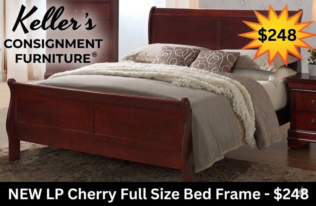 LP Cherry NEW Full Size Sleigh Bed Frame 85x56x47 (119421-13)