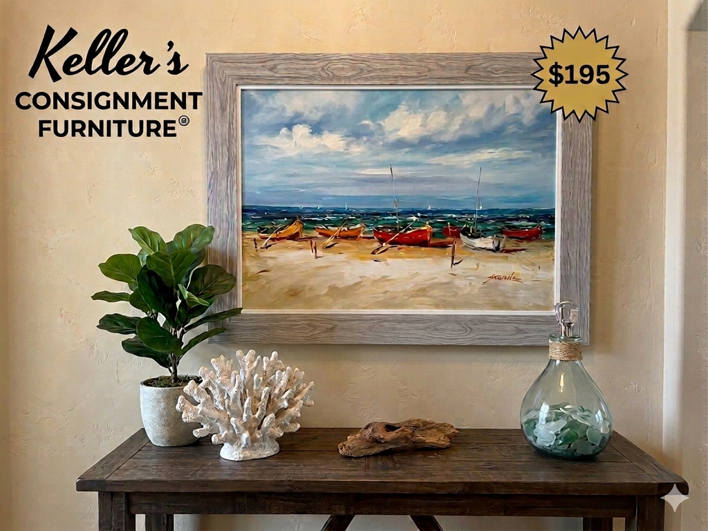 85471 (8535-2) Canoes Framed Painting 44x32