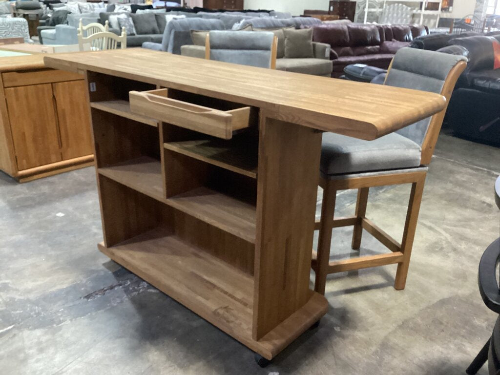 85870 - Home Bar w/Swivel Bar Chairs 46-72x22x41