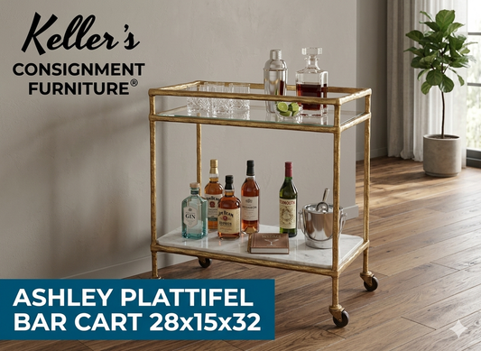 85901 - Ashley Plattifel Bar Cart Antique Gold 28x15x32