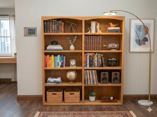 85872 Wooden Double Bookcase 66x13x72