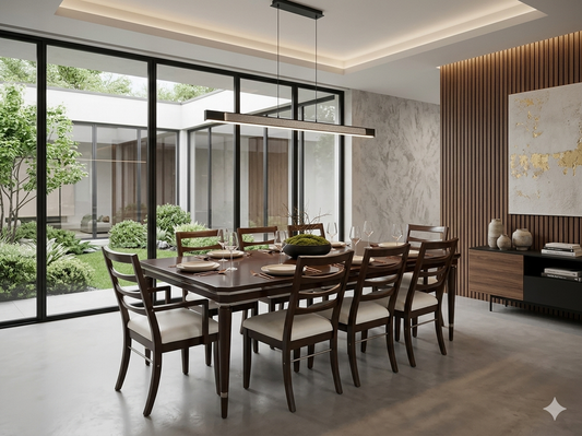 85986 Henredon 9pc Dining 44x76-100x30