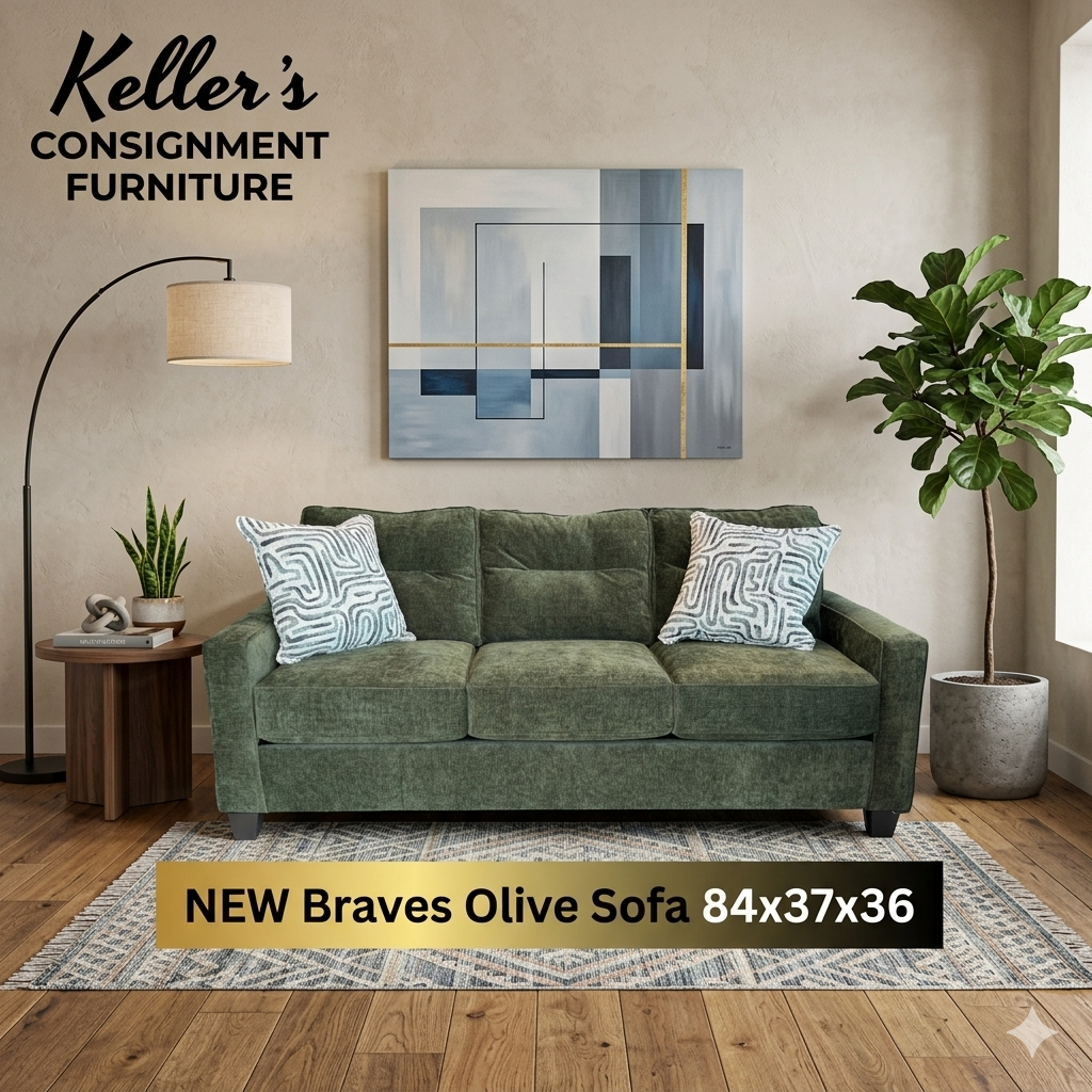 Braves Olive NEW Sofa 84x37x36 (71003)