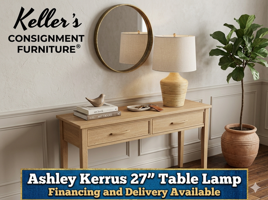 85887 - Ashley Kerrus 27in Table Lamp Brown Rattan