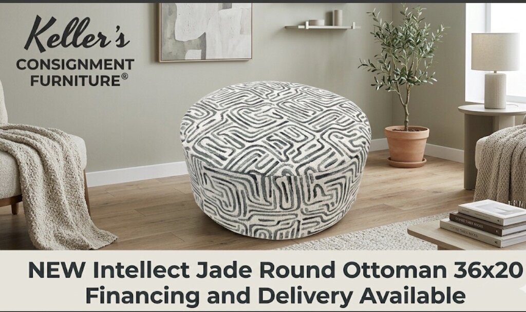 Intellect Jade NEW Round Ottoman 36x20 (71019-7986) Braves Olive