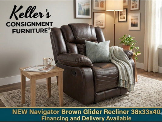 Navigator Brown NEW Glider Recliner 38x33x40 (653322)